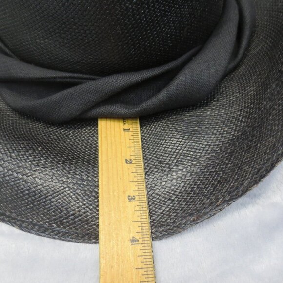 Vintage Eric Javits Womens M Sun Hat Black Wide 4.5" Brim Luxury Straw Fashion - Picture 7 of 11
